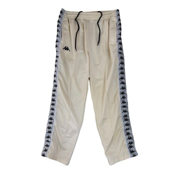 Kappa Logo Track Pants Beige Cream Retro Y2K Streetwear XL - Picture 2 of 8